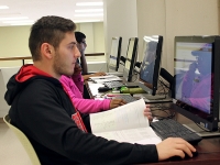 Students at desktop computers